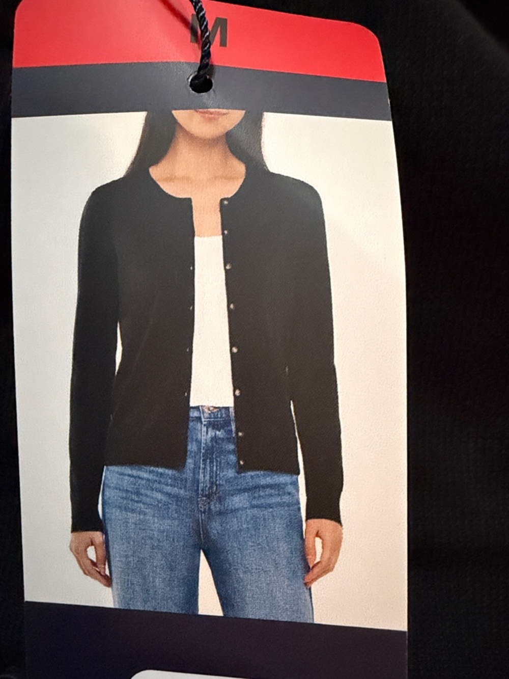 GAP Women's Black Button-Front Crewneck Cotton Cardigan M NWT